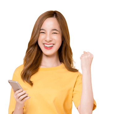 cheerful beautiful asian woman
